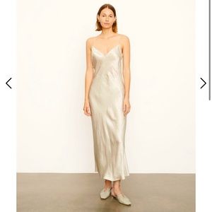 Vince Draped Beads V-neck Slip Dress Oat Stone size 2